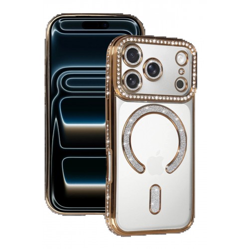 LRZ02 Apple iPhone 17 Pro Joke Simli Magneticsafe Kılıf - Gold