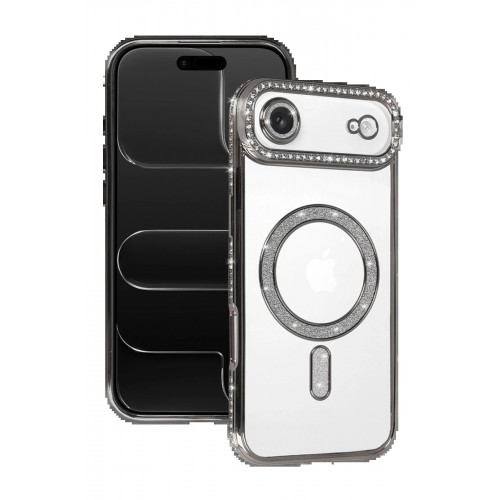 LRZ02 Apple iPhone 17 Air Joke Simli Magneticsafe Kılıf - Gümüş