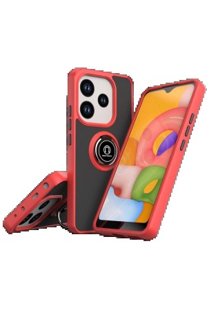 LRZ02 Xiaomi Redmi Note 14 4G Montreal Yüzüklü Silikon Kapak - Kırmız&hellip;