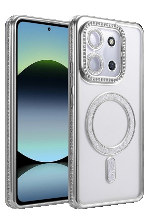 LRZ02 Xiaomi Redmi 15C 4G Joke Simli Magneticsafe Kılıf - Gümüş&hellip;