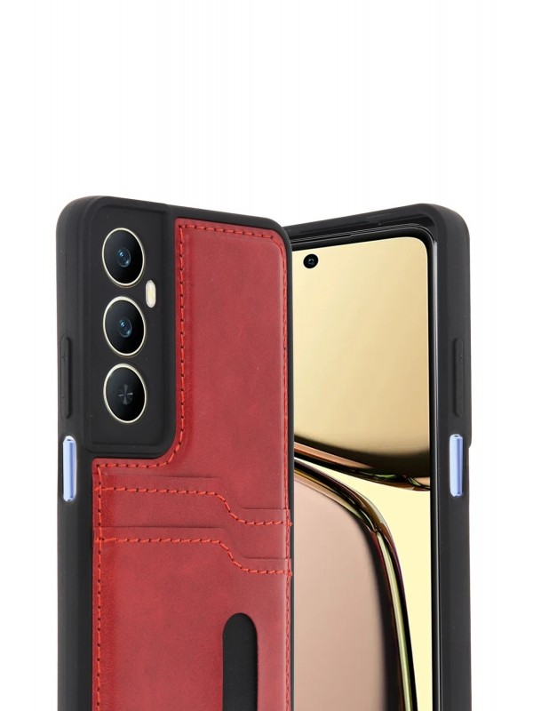 LRZ02 Realme C65 Sara Kartvizitli Deri Kılıf - Kırmızı&hellip;