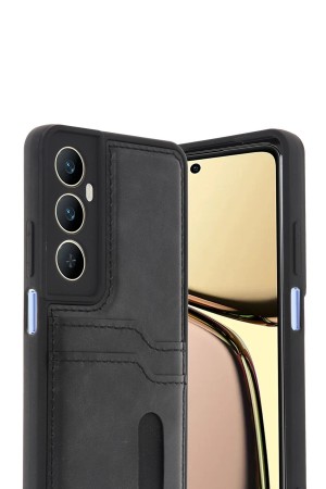 LRZ02 Realme C65 Sara Kartvizitli Deri Kılıf - Siyah&hellip;