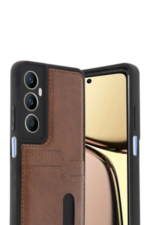 LRZ02 Realme C65 Sara Kartvizitli Deri Kılıf - Taba&hellip;
