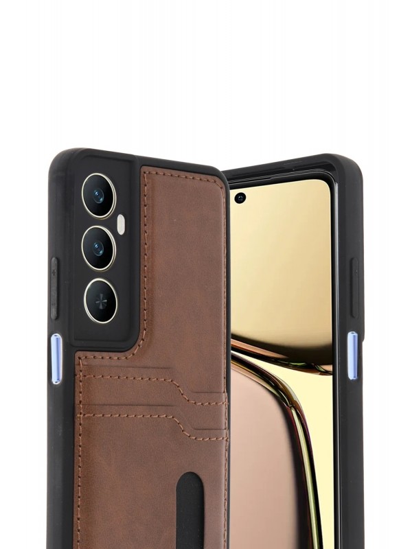 LRZ02 Realme C65 Sara Kartvizitli Deri Kılıf - Taba&hellip;