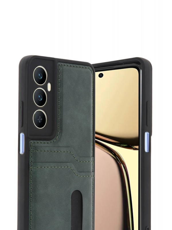 LRZ02 Realme C65 Sara Kartvizitli Deri Kılıf - Yeşil&hellip;