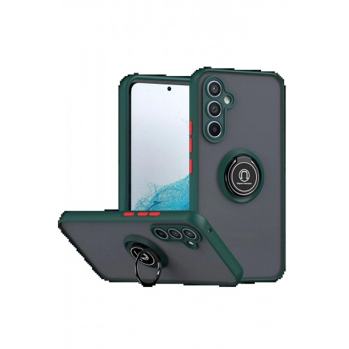 LRZ02 Samsung Galaxy S25 FE Montreal Yüzüklü Silikon Kapak - Yeşil