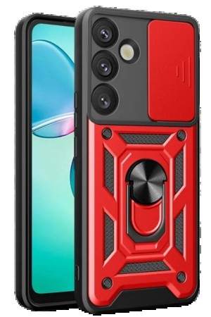 LRZ02 Samsung Galaxy S25 FE Pars Lens Yüzüklü Silikon - Kırmızı&hellip;