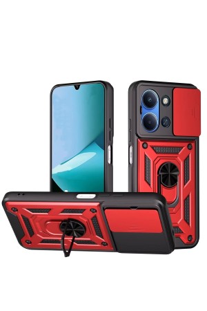 LRZ02 Xiaomi Redmi 15C 4G Pars Lens Yüzüklü Silikon - Kırmızı&hellip;