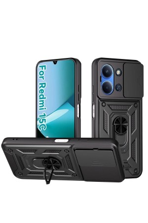 LRZ02 Xiaomi Redmi 15C 4G Pars Lens Yüzüklü Silikon - Siyah&hellip;