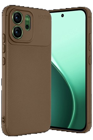 LRZ02 Oppo Reno 14 Auto Focus Karbon Kapak - Kahverengi&hellip;