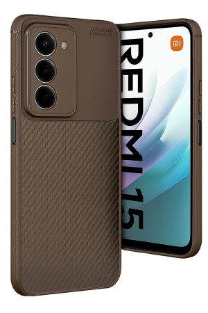 LRZ02 Xiaomi Redmi 15 4G Auto Focus Karbon Kapak - Kahverengi&hellip;