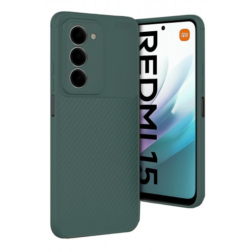 LRZ02 Xiaomi Redmi 15 4G Auto Focus Karbon Kapak - Koyu Yeşil
