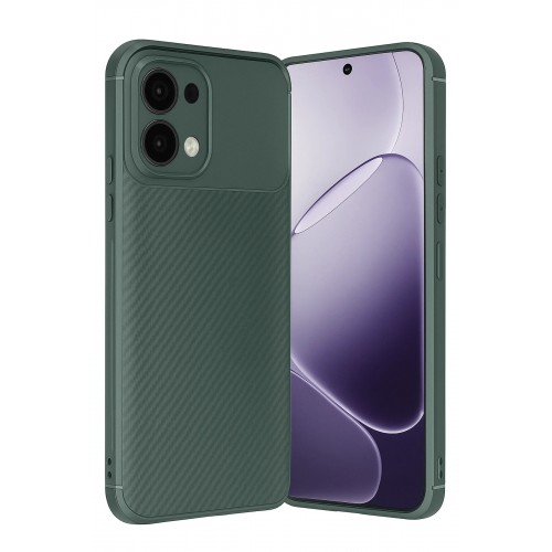 LRZ02 Oppo A6 Pro 4G Auto Focus Karbon Kapak - Koyu Yeşil