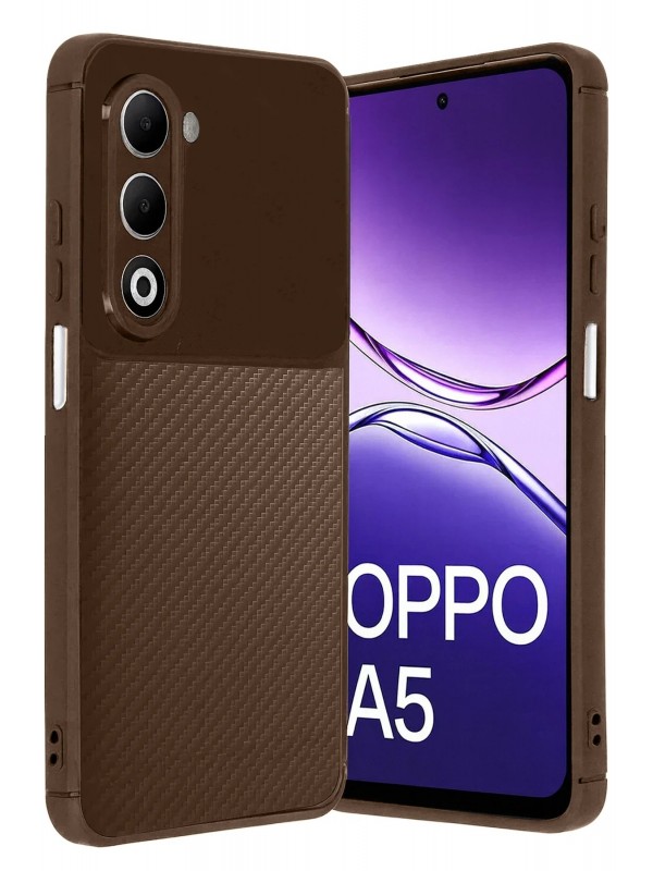 LRZ02 Oppo A5 4G Auto Focus Karbon Kapak - Kahverengi&hellip;