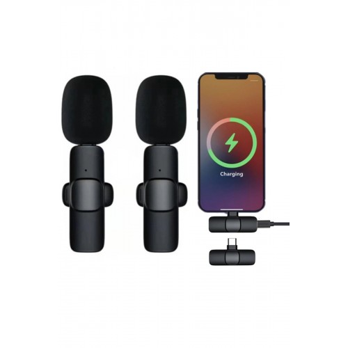 LRZ02 K9 Type-C Uyumlu Mikrofon - Siyah