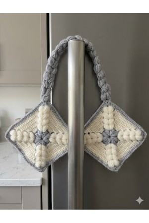 El Yapımı Dekoratif Mutfak Tutacak (Beyaz-Gri)&hellip;