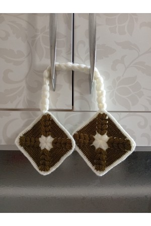 El Yapımı Dekoratif Mutfak Tutacak  ( Yeşil-Beyaz)&hellip;