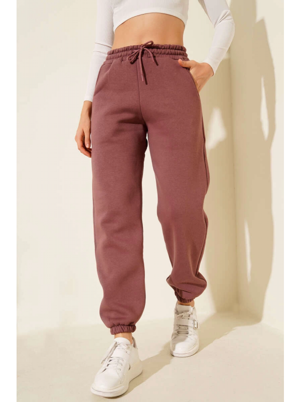 3 iplik şardonlu paça lastikli eşofman tarçın&hellip;