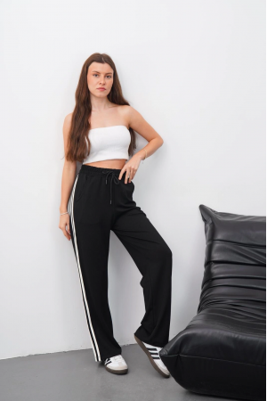 Yandan çift şeritli pantolon siyah&hellip;