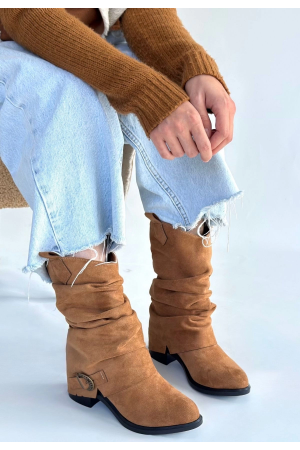 Canty Taba Süet Körüklü Topuklu Çizme&hellip;