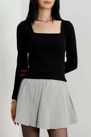 Çerçeve yaka kaşkorse bluz siyah&hellip;