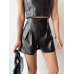 Çift fermuarlı deri şort h24394