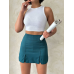 Çift yırtmaçlı atlas şort etek petrol yeşili s240364