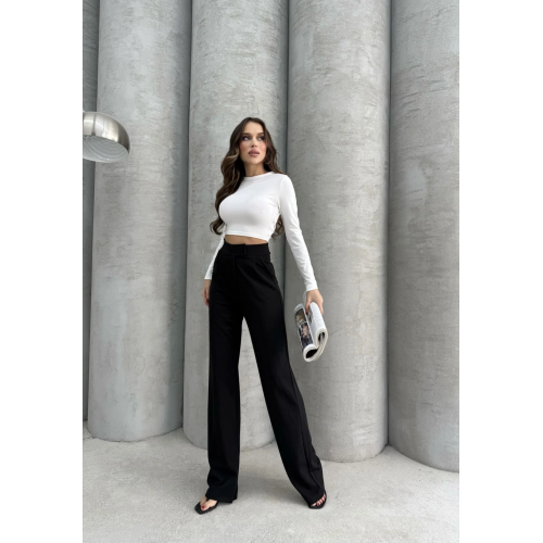 Cırtlı pantolon krep siyah pt