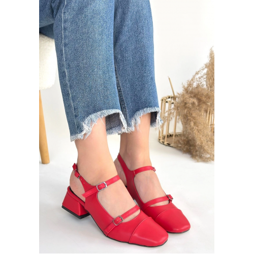 Doran Kırmızı Cilt Topuklu Ayakkabı Doran Kırmızı Cilt Topuklu Ayakkabı