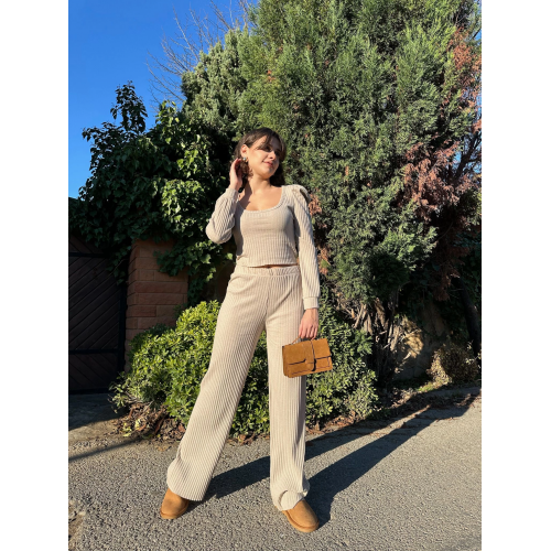 Fitilli prenses kol alt üst takım bej