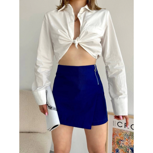 Gabardin fermuarlı şort etek