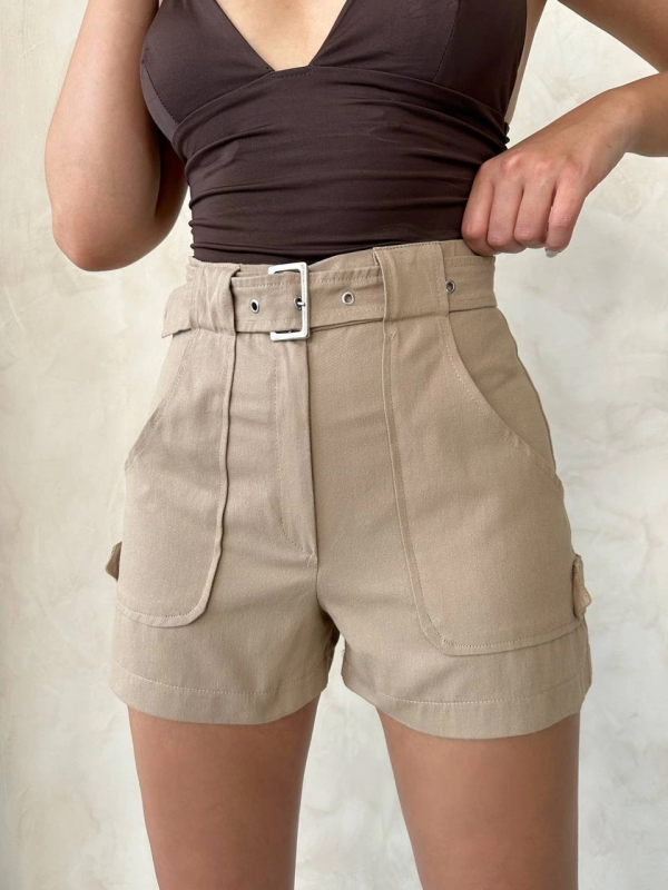 Kemer detaylı gabardin şort bej s25289&hellip;