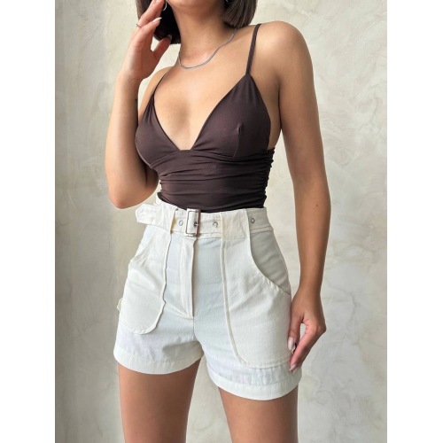 Kemer detaylı gabardin şort  s25289