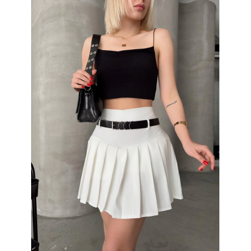 Kemerli pikseli şort etek