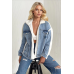 Kürklü kot ceket mavi