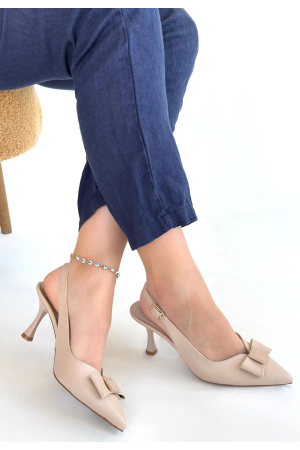 Leyya Bej Cilt Topuklu Ayakkabı&hellip;