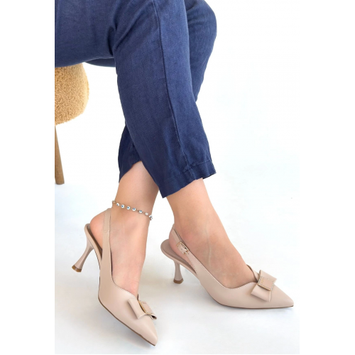 Leyya Bej Cilt Topuklu Ayakkabı Leyya Bej Cilt Topuklu Ayakkabı