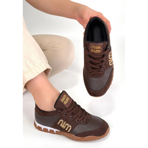 Marje Kahverengi Cilt Bağcıklı Spor Ayakkabı