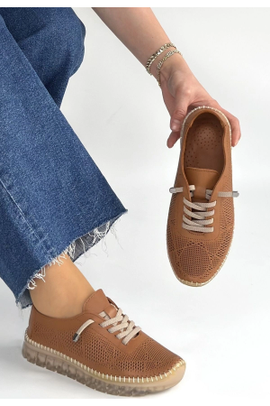 Merja Taba Deri Bağcıklı Spor Ayakkabı&hellip;