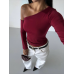 Omuz detaylı kollu bluz bordo