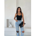 Ottoman toka askılı bluz siyah s4194