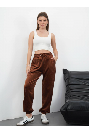 Paça lastikli kadife eşofman kahve md34&hellip;