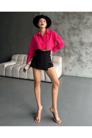 Poplin crop gömlek fuşya s3060&hellip;