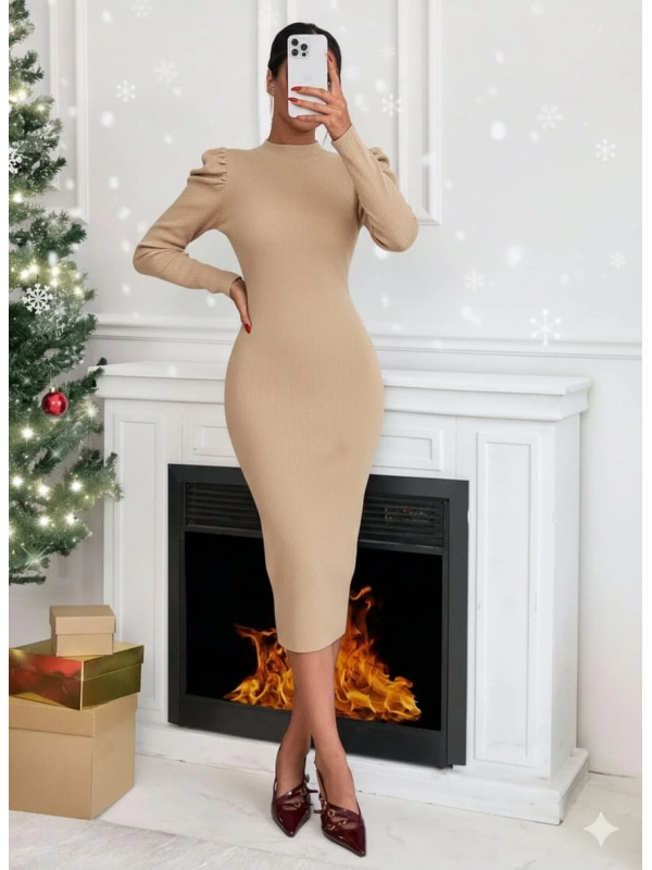 Prenses kol kaşkorse elbise bej&hellip;