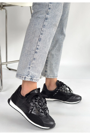 Ranu Siyah Cilt Paraşüt Detaylı Bağcıklı Spor Ayakkabı&hellip;