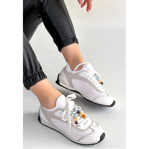 Riaf Beyaz Cilt Bağcıklı Spor Ayakkabı Riaf Beyaz Cilt Bağcıklı Spor Ayakkabı