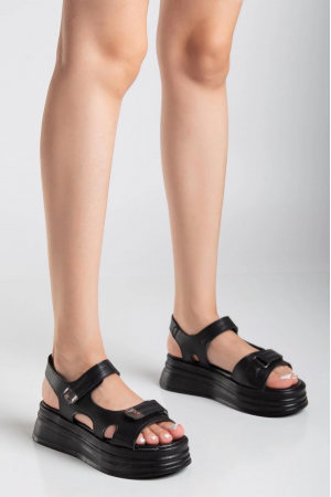 Saide Siyah Cilt Cırt Cırtlı Sandalet&hellip;