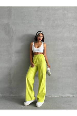 Şeritli deri pantolon yeşil h26430&hellip;