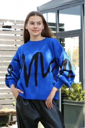 Siyah çizgili bisiklet yaka kazak Saks&hellip;