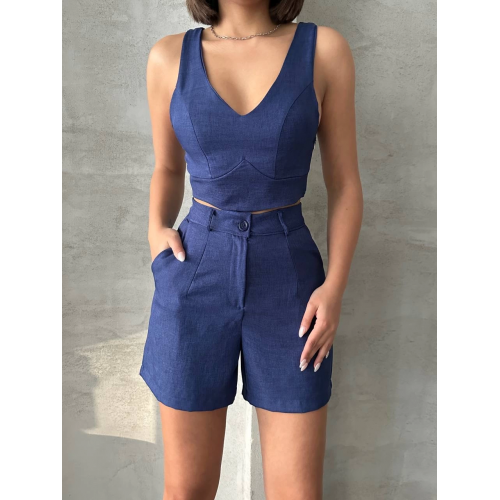 Şortlu keten takım s255014